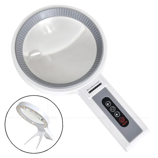 Handheld Charging 34 Led Heating and Cooling Lights with Adjustable Brightness 135Mm Desktop Magnifying Glass for Reading Peaceful Pleasures Health and Wellness