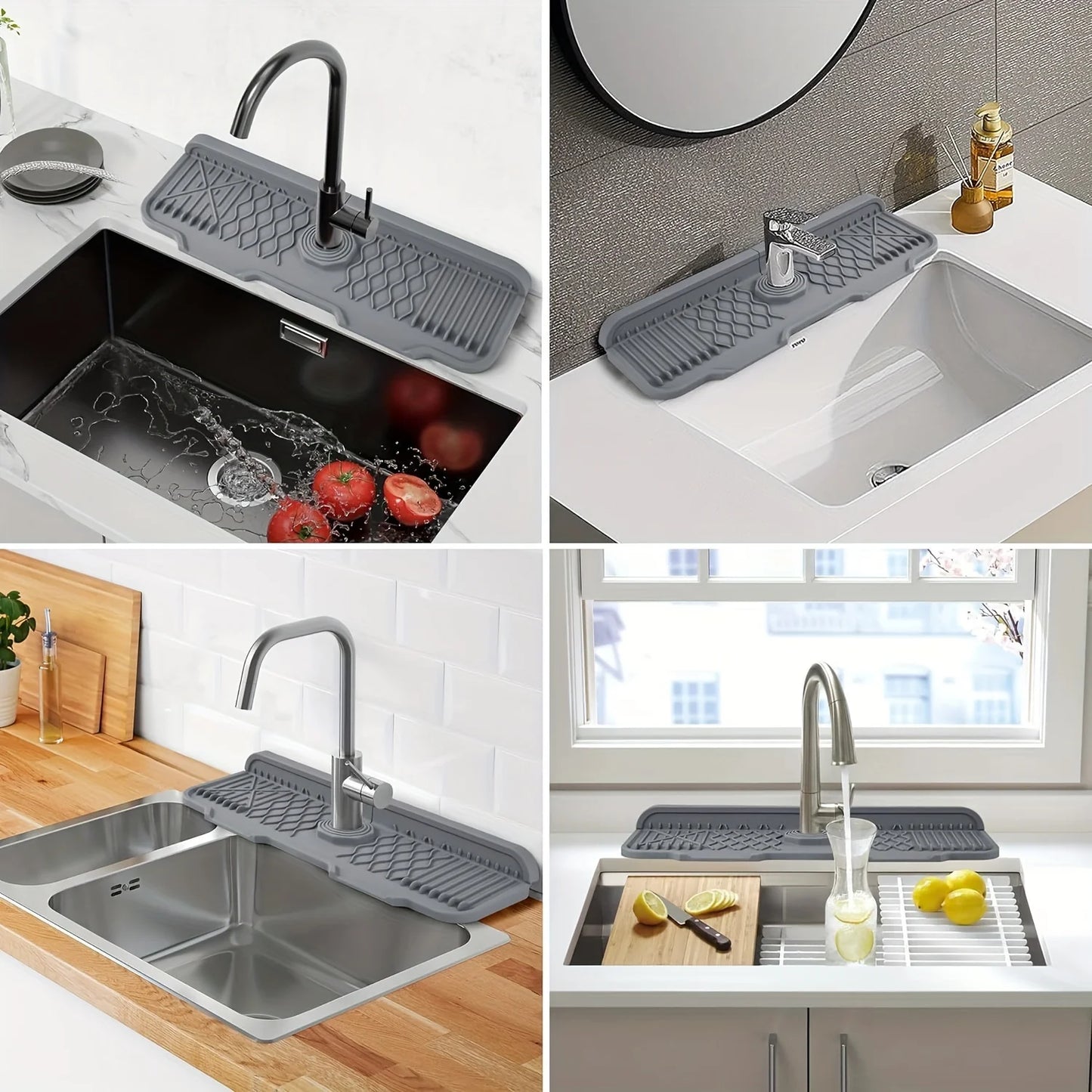 Silicone Faucet Splash Guard & Sink Drip Catcher Mat