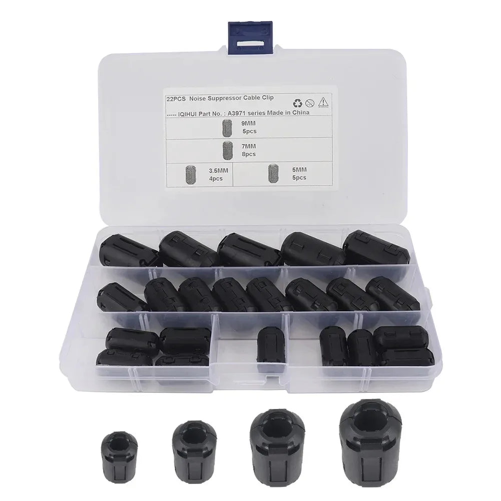22pcs Clip on Ferrite Ring Core Bead Choke RFI EMI Noise Suppressor Cable Clips for USB Audio Video Power Cord Peaceful Pleasures Health and Wellness 22pcs