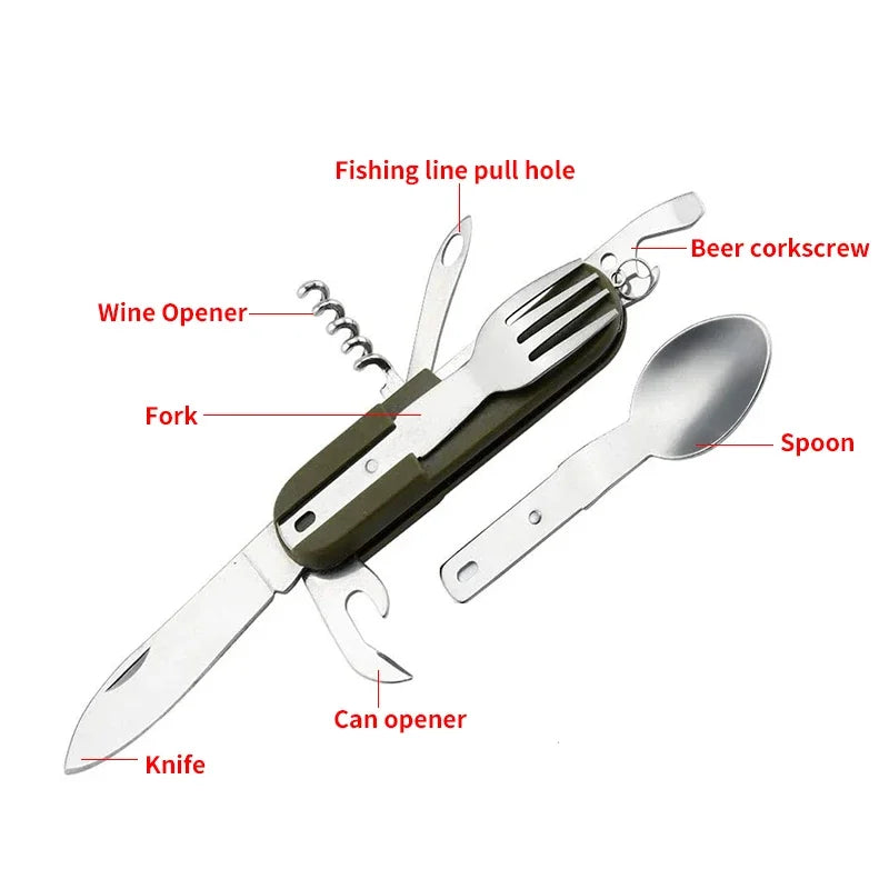 Portable Stainless Steel Camping Utensil Set – Fork Spoon Knife
