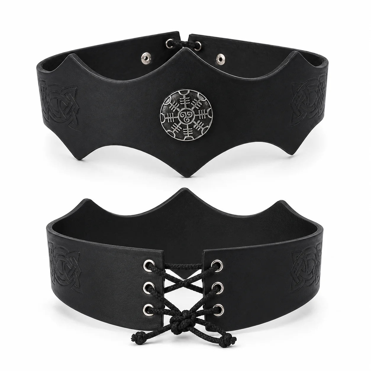 Viking Leather Headband Medieval Warrior Cosplay Belt Metal Rune