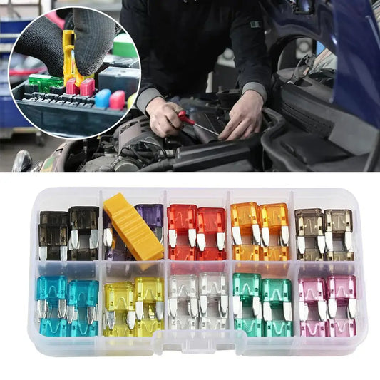 Car Fuse Blade Set Zinc Aluminum Automotive Fuse Assortment Mini Small Medium Size Fuse Box Kit for Vehicle Peaceful Pleasures Health and Wellness