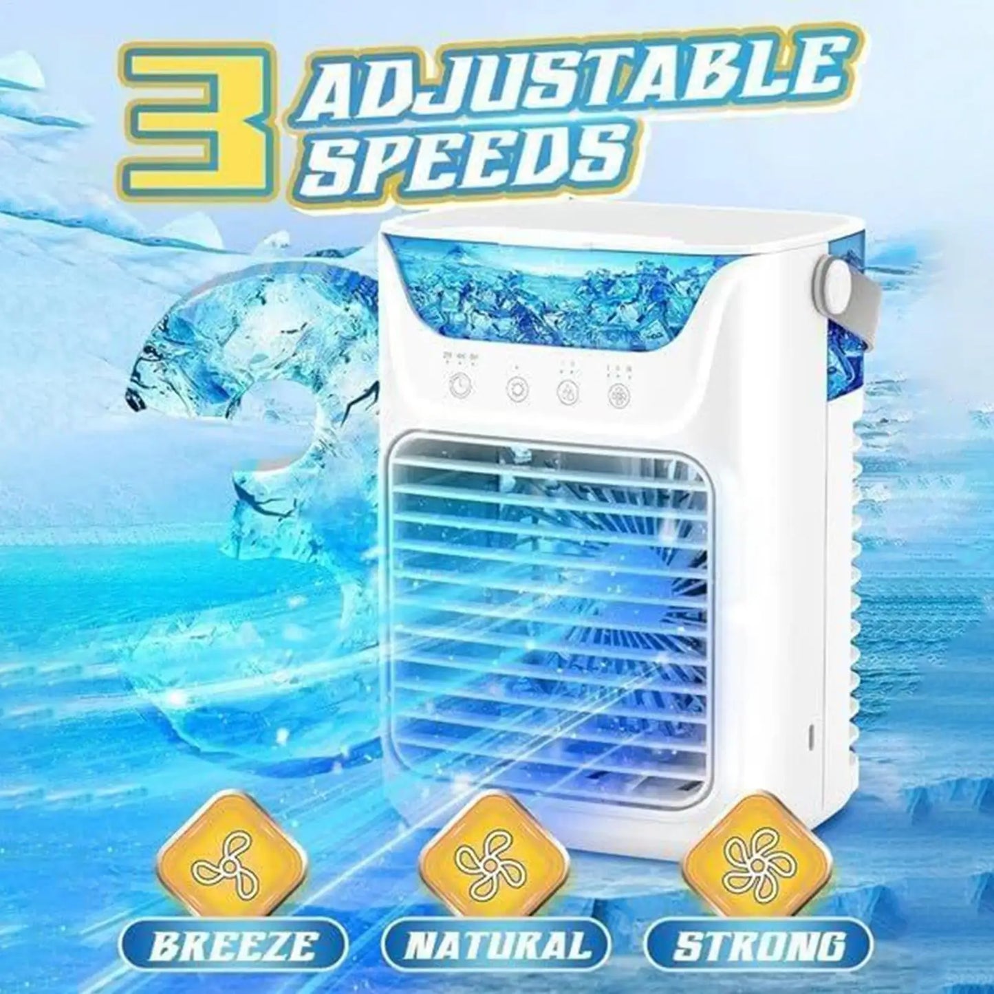 Portable AC Fan Portable Mist Water Spray Fans 3 Speed Misting Cooler Tool For Offices Bedside Patio Dorm Bedroom Table Camping Peaceful Pleasures Health and Wellness