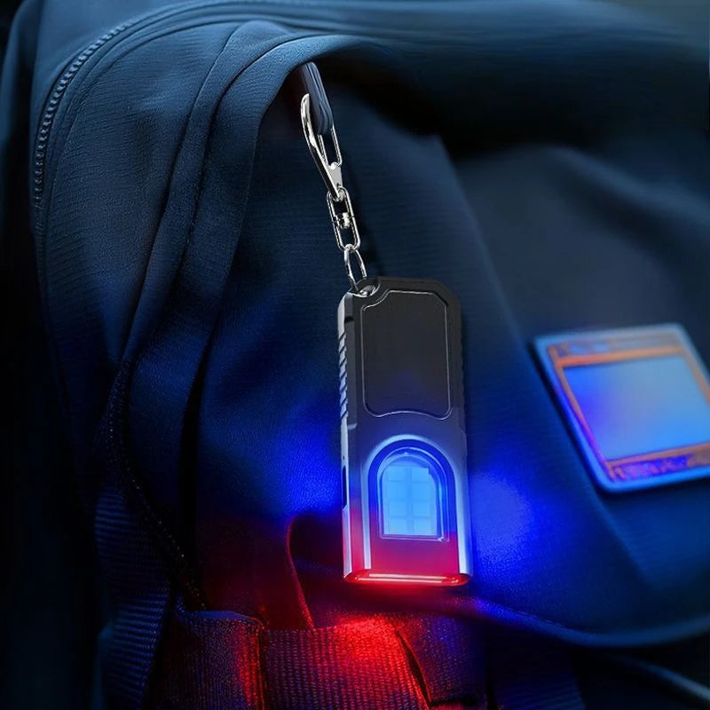Emergency Portable Keychain Lamp Mini Flashlight Multi-functional Lighting COB Red and Blue Warning Hanging Buckle Lamp Peaceful Pleasures Health and Wellness