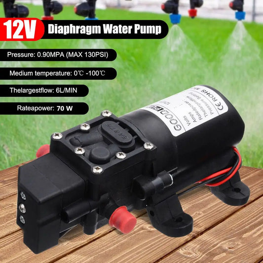 70W 130PSI Diaphragm Self-Priming Water Pump DC12V 6L/Min Diaphragm Water Pump Oasis Select