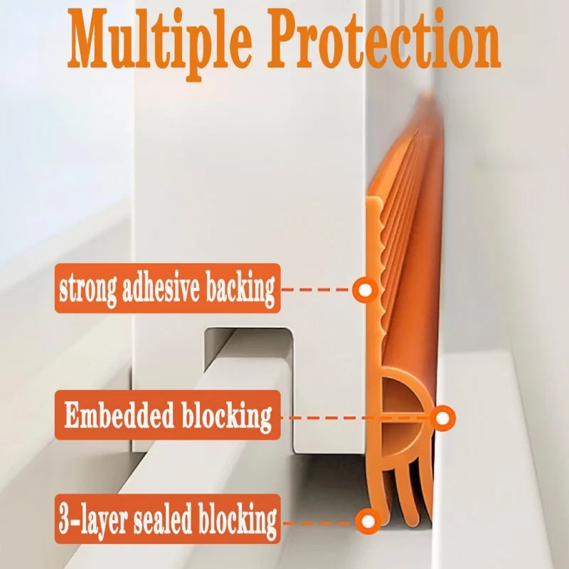 4m/Roll TPE Sliding Windows Sealing Strip Triple Sound Insulation Weatherstrip Tape Windproof Anti-Cold Door Under Draft Stopper Peaceful Pleasures Health and Wellness