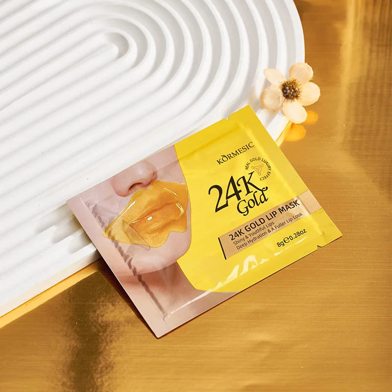 24K Gold Collagen Lip Mask – Hydrating Plumping Gel Patches 10pc