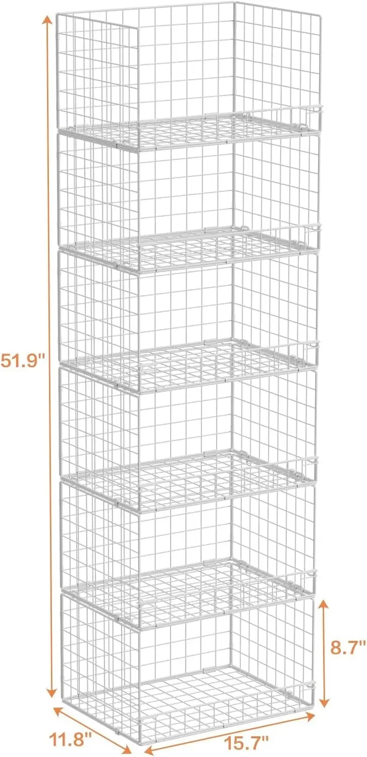 6-Tier Stackable Foldable Closet Organizer, White Peaceful Pleasures Health and Wellness