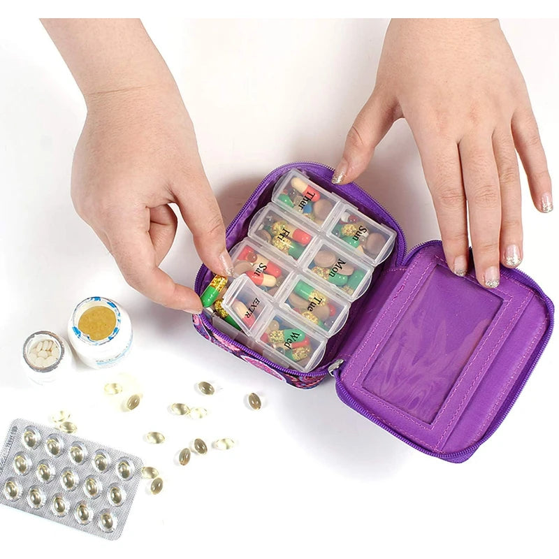 Pill Organizer Case, Weekly Pill Box for Vitamin and Supplement Holder, 7-Day Travel Organizer Medicine Case Peaceful Pleasures Health and Wellness