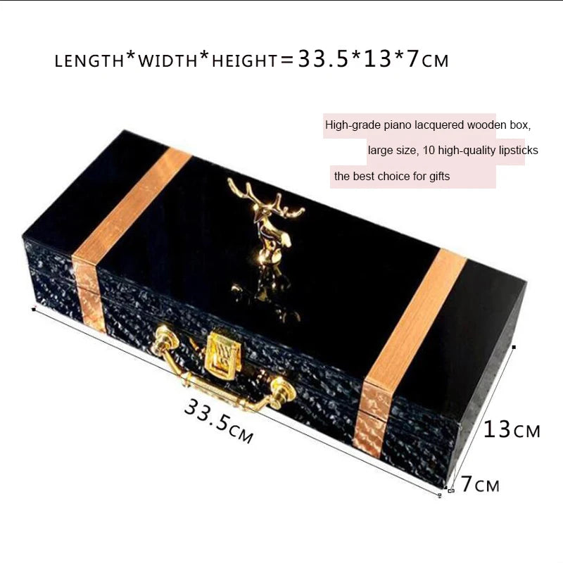 10-Pc Velvet Matte Lipstick Set | Luxury Wooden Gift Box