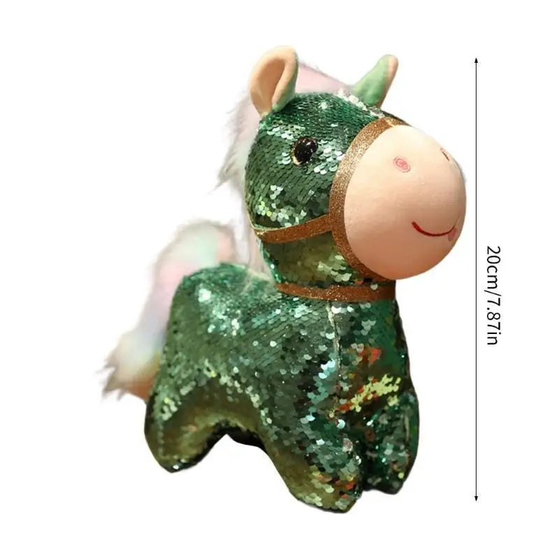 Sequined Plush Bear & Horse Stuffed Animal Desk Toy for Kids