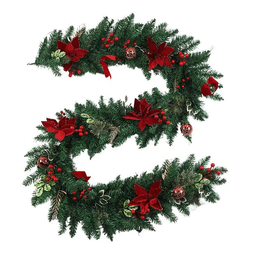 Christmas Poinsettia Garland | Red Flowers | 1.5m–2.7m