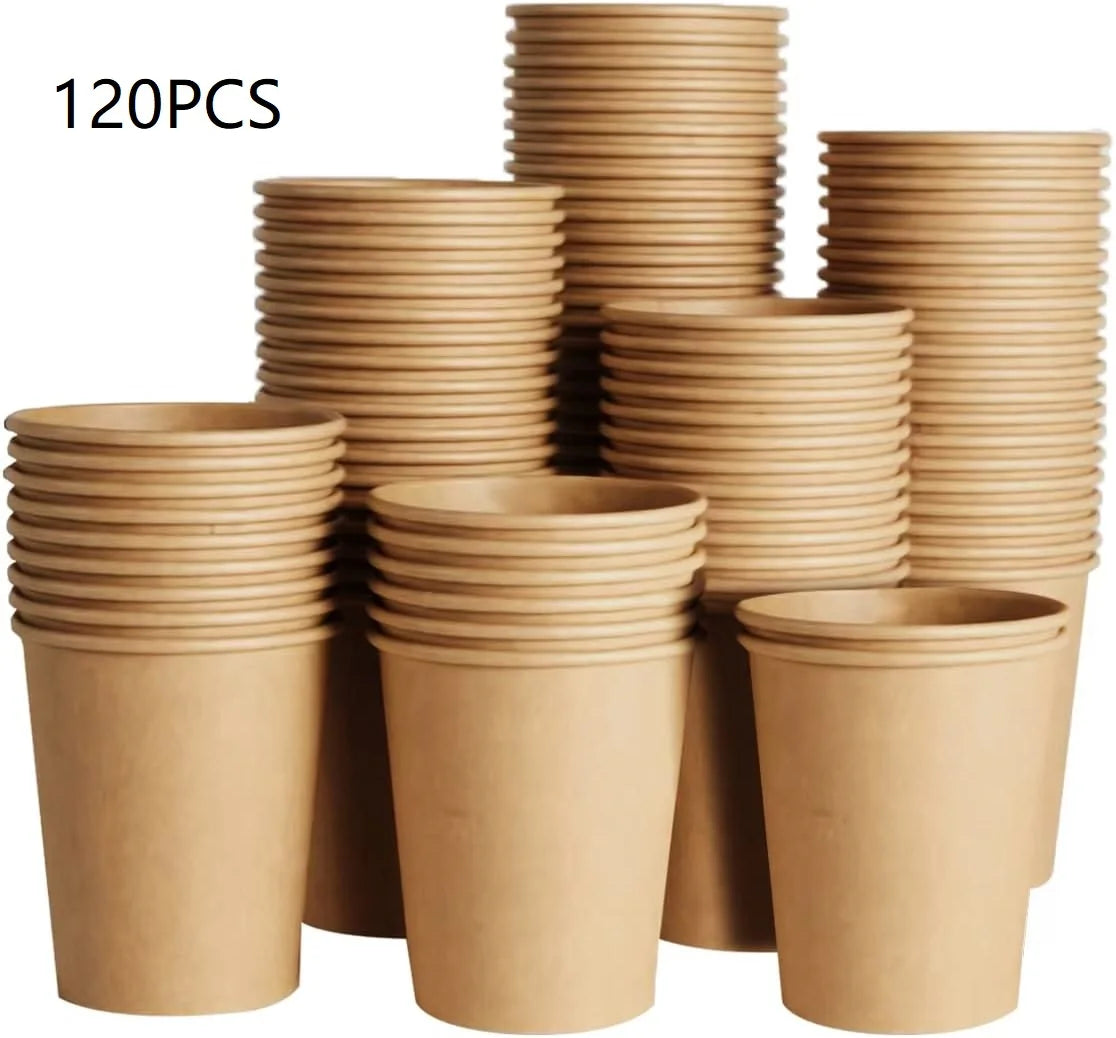 8 oz Kraft Paper Cups Disposable Paper Coffee Cups Hot/Cold Drinking Cup for Water Coffee Juice Unbleached Cups for Party Picnic Peaceful Pleasures Health and Wellness 120PCS