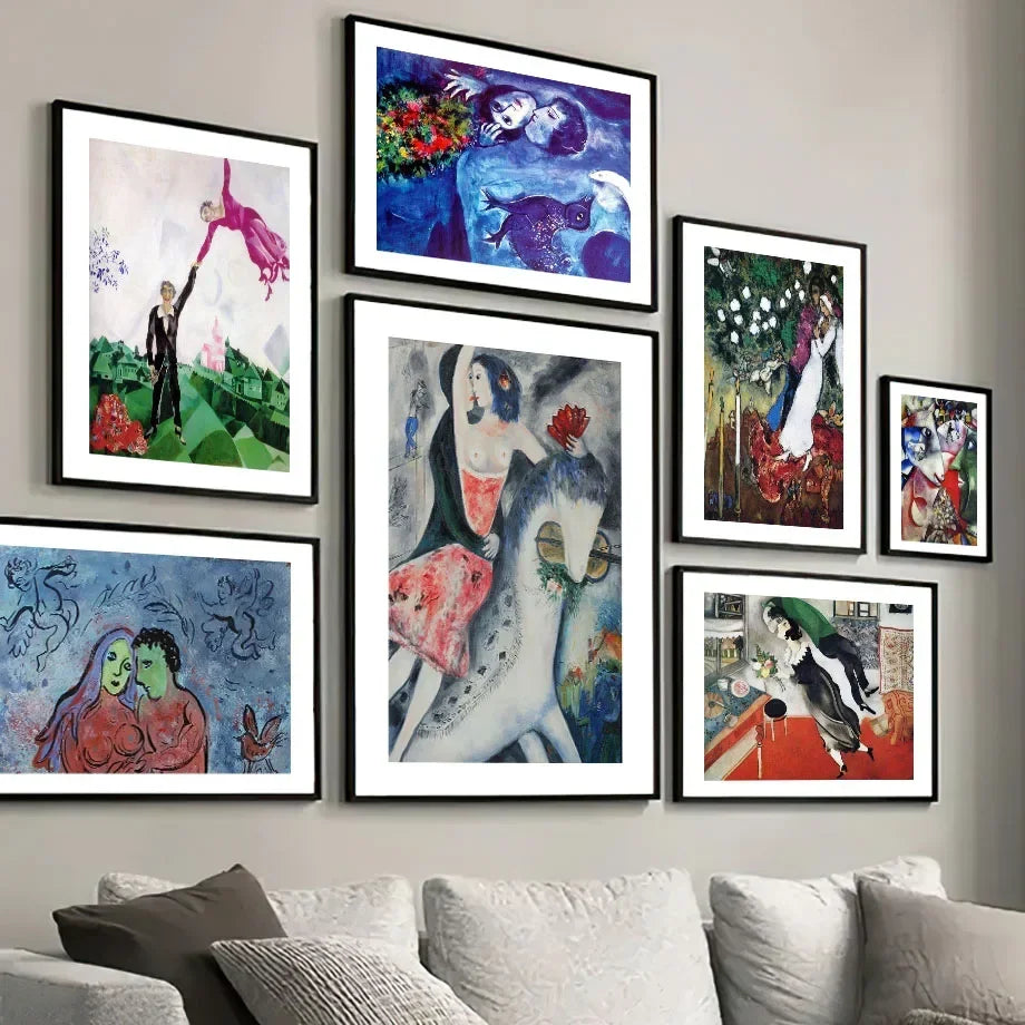 Scandinavian Minimalist Wall Art Marc Chagall Surrealism Abstract HD Canvas Poster Print Home Bedroom Living Room Decoration Peaceful Pleasures Health and Wellness