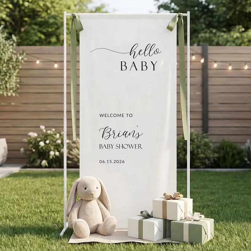 Personalized Baby Shower Welcome Sign | Custom Fabric Banner