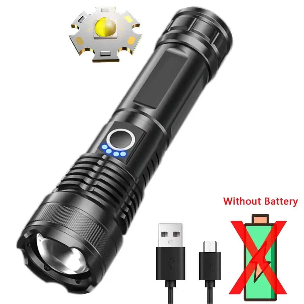 ESMARTER 1500LM LEP Flashlight Zoomable USB Rechargeable Torch