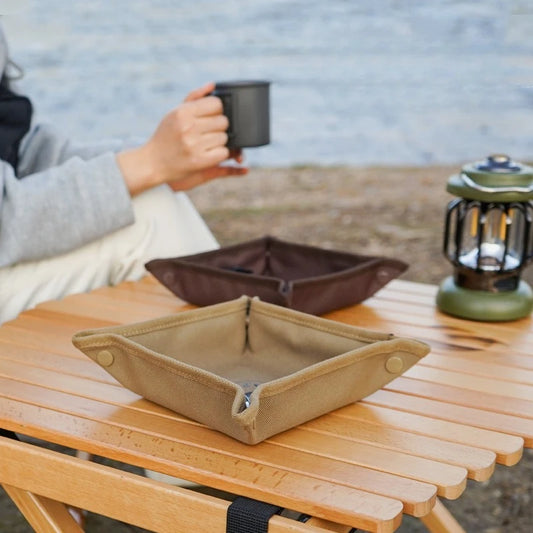 New Portable Folding Square Camping Organizer Tray - Compact Home and Travel Storage Box for Clutter-Free Camping Outdoor Peaceful Pleasures Health and Wellness