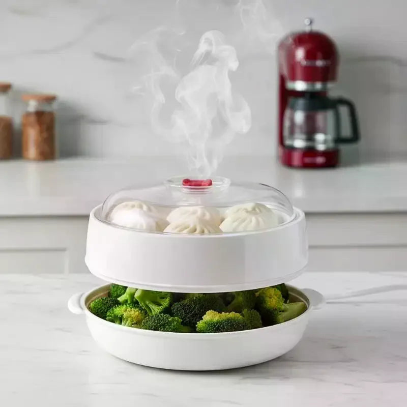 Microwave Food Steamer Set | Heat-Resistant Stackable Trays