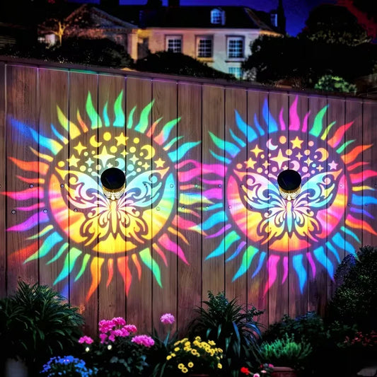 Solar Butterfly Wall Light RGB Shadow Projection Garden Lamp Solar Garden Light Oasis Select