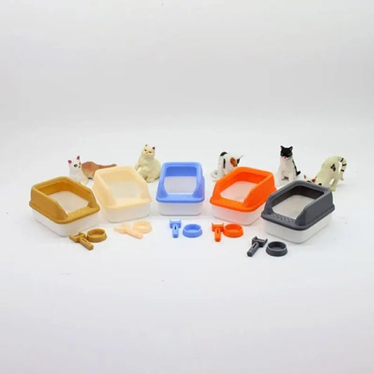 1:12 Dollhouse Miniature Pet Litter Box Set – Cat Playset Dollhouse Miniature Set Peaceful Pleasures Health and Wellness