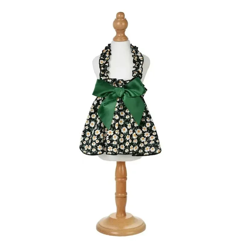 Cyan Flower Sleeveless Pet Dress | Summer Princess Style