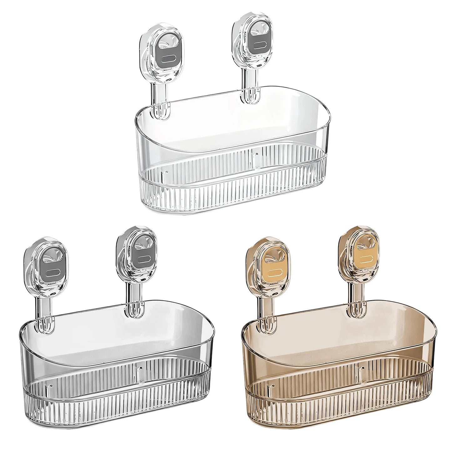 No-Drill Multi Functional Suction Cup Shelf Reusable Wall-Mounted Organizer Transparent Storage Hanging Basket for Home Bathroom Peaceful Pleasures Health and Wellness