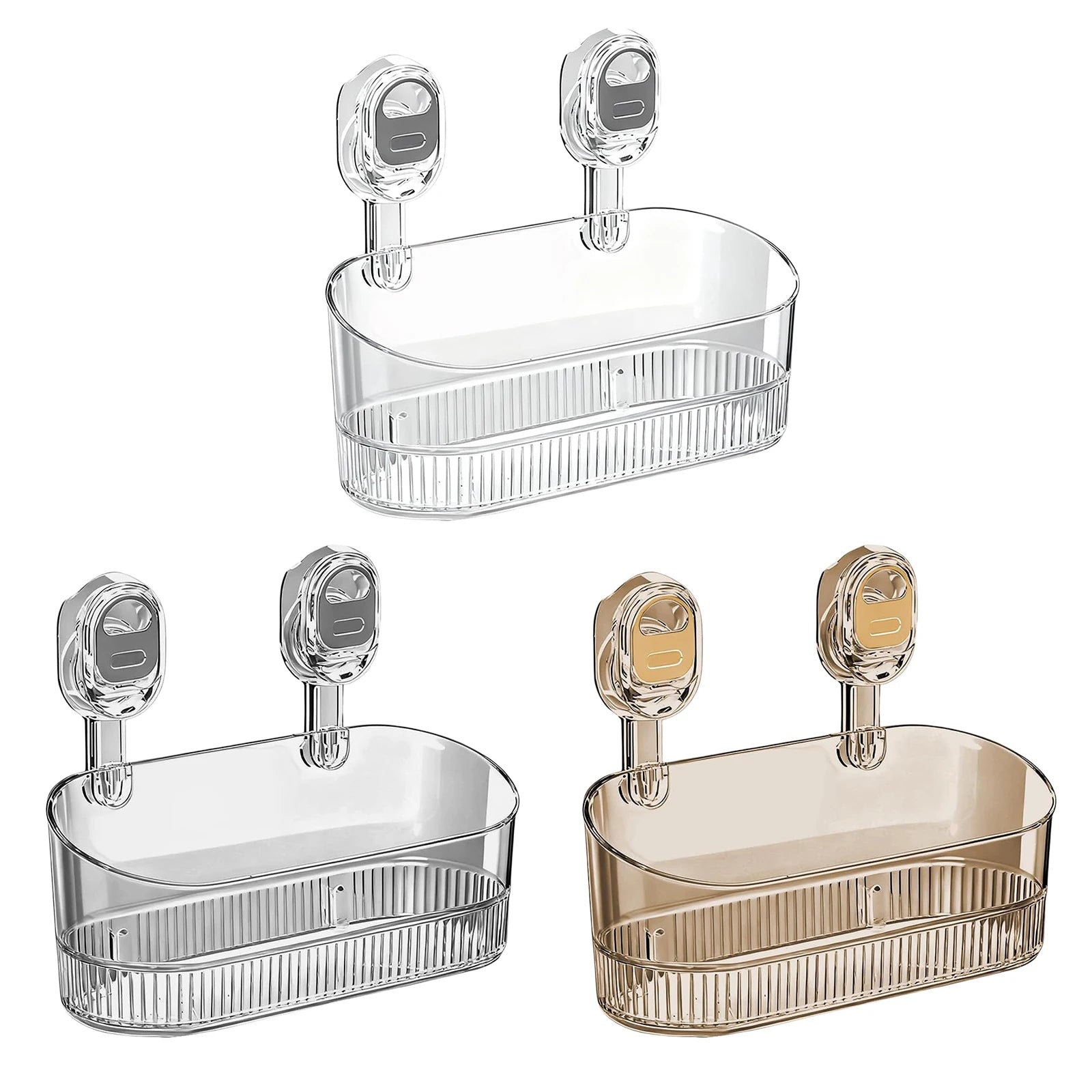 No-Drill Multi Functional Suction Cup Shelf Reusable Wall-Mounted Organizer Transparent Storage Hanging Basket for Home Bathroom Peaceful Pleasures Health and Wellness