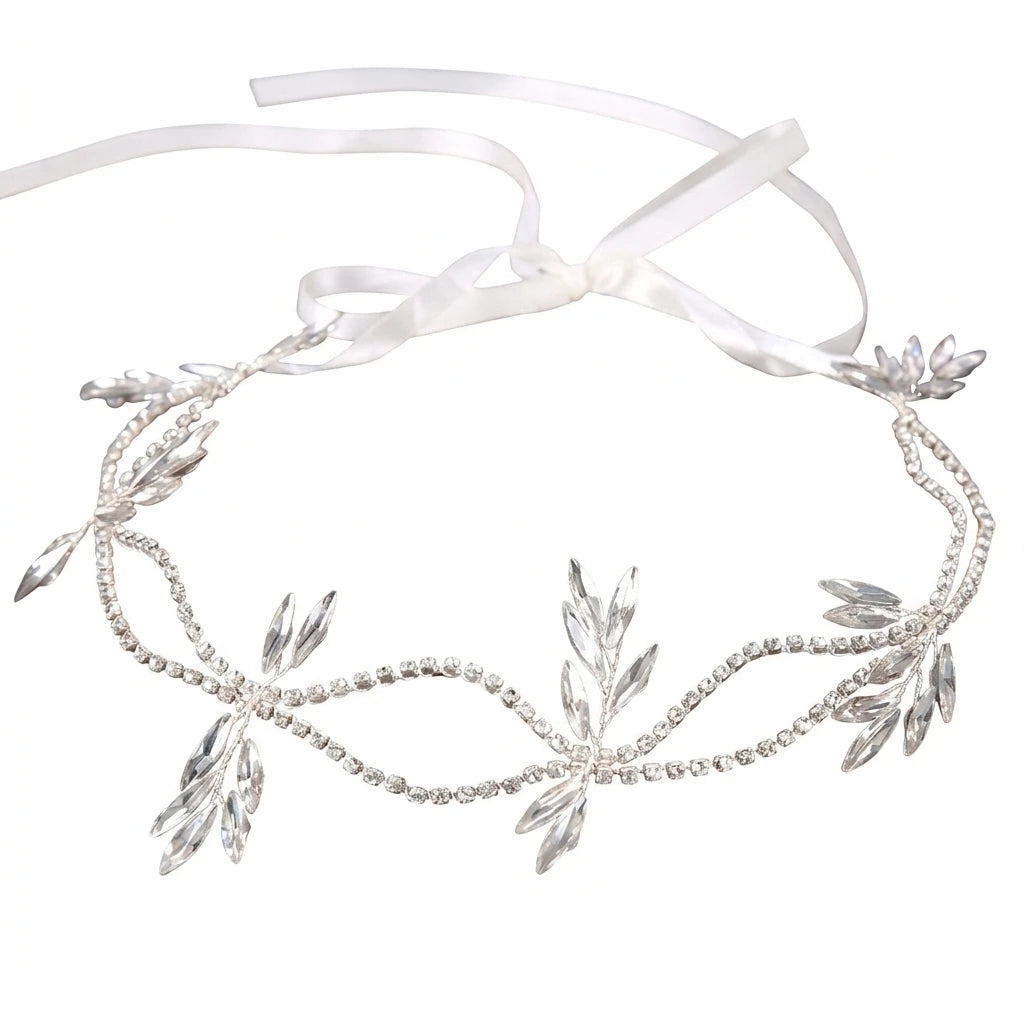 Bridal Hair Band With Rhinestones For Wedding Dress Elegant White Headpiece Peaceful Pleasures Health and Wellness WHITE