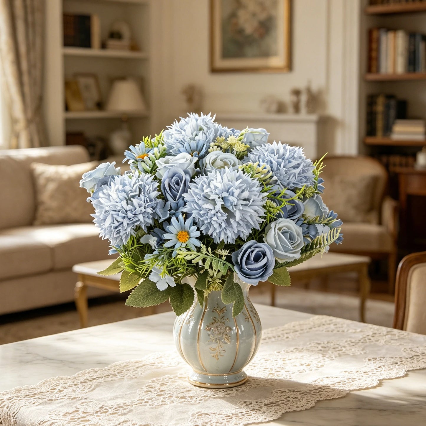 Silk Artificial Rose & Chrysanthemum Bouquet | Wedding Home Decor