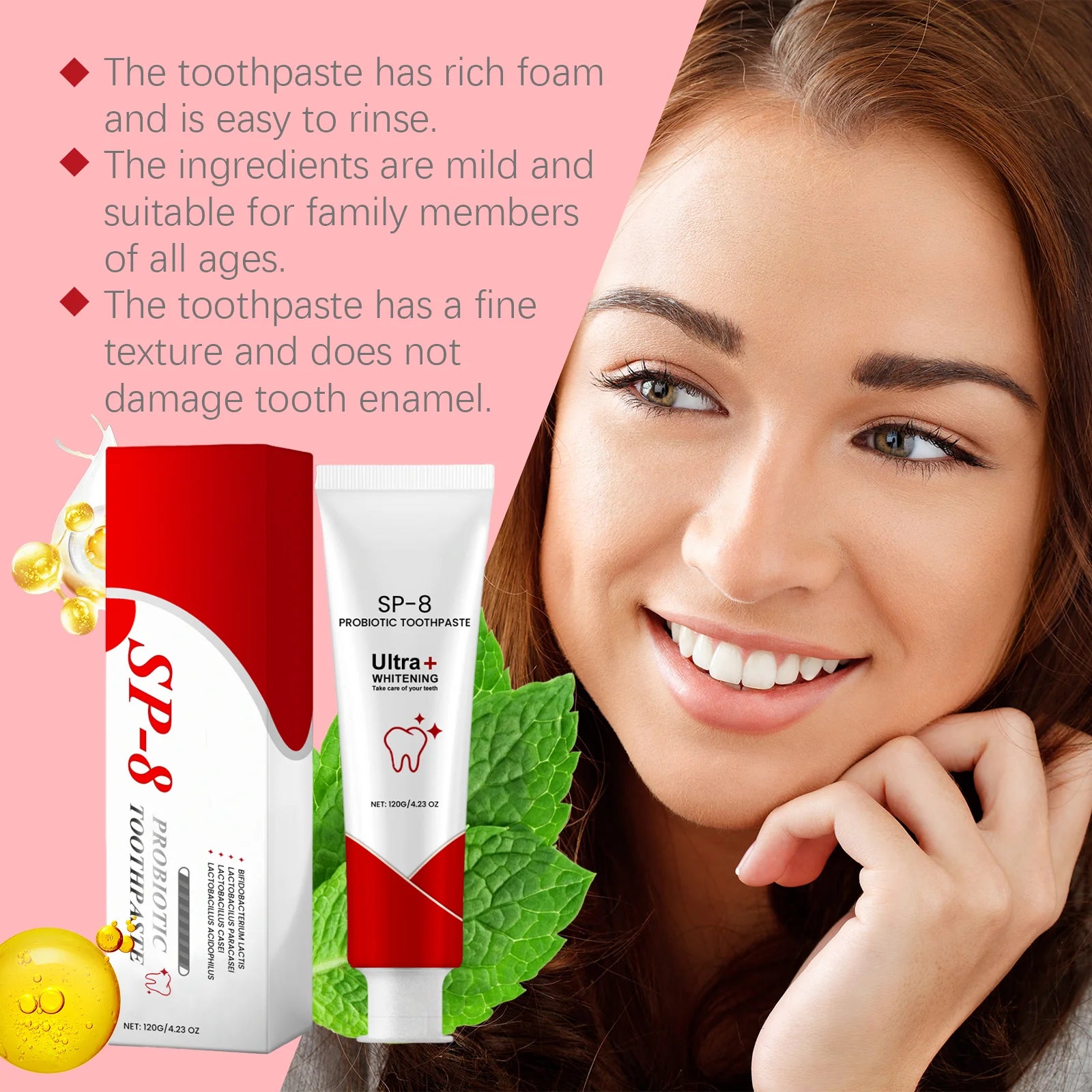 Probiotic Brightening White Toothpaste Remove Odors Fresh Breath Removing Dental Plaque Soothing Gums Clean Oral Care Toothpaste Peaceful Pleasures Health and Wellness