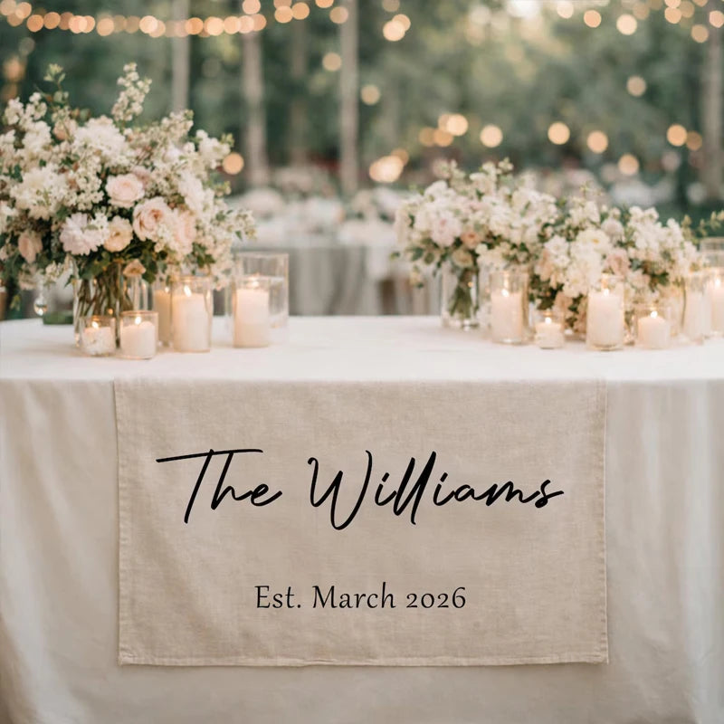Personalized Wedding Tablecloth | Bridal Shower Party Banner