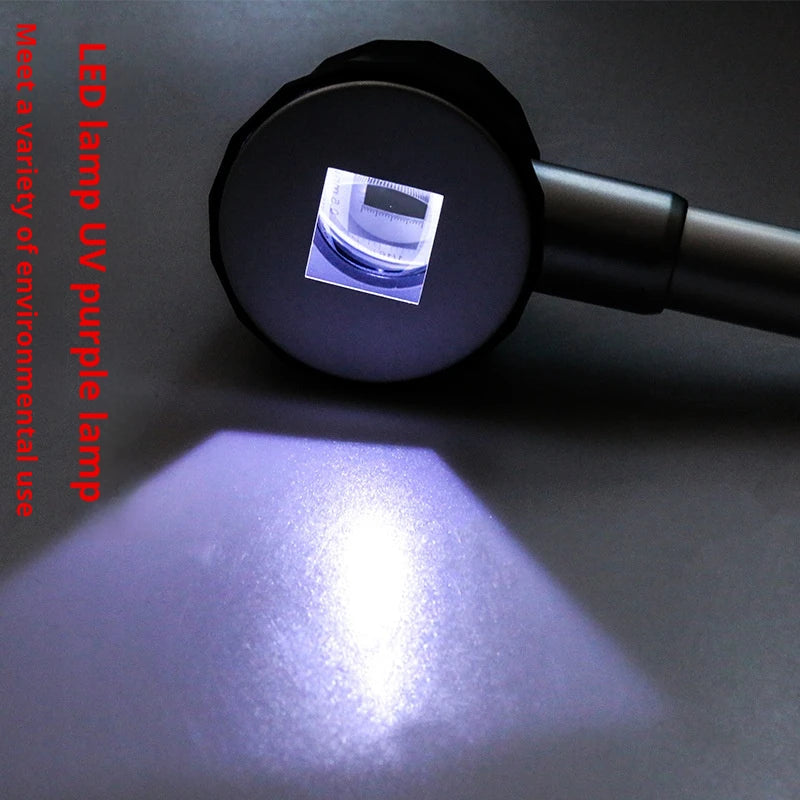 45X Handheld Magnifying Glass for Reading Led Light Strip Scale Uv Purple Light Identification Magnifying Glass Peaceful Pleasures Health and Wellness