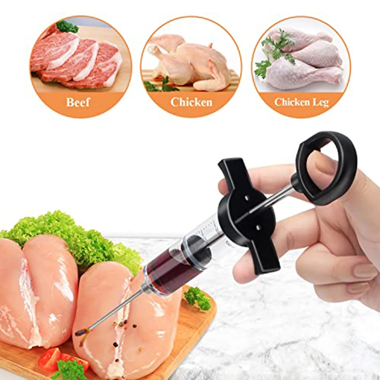 BBQ Marinade Injector Syringe for Turkey, Chicken & Brisket