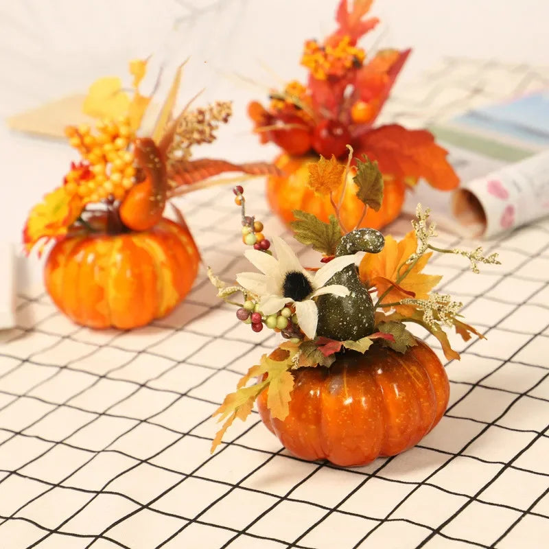 Halloween Simulation Pumpkin Table Ornament Maple Leaf Pomegranate