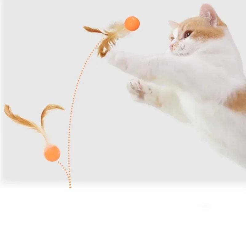 Interactive Feather Elastic Ball Toy for Cats & Dogs Interactive Pet Toy Peaceful Pleasures Health and Wellness