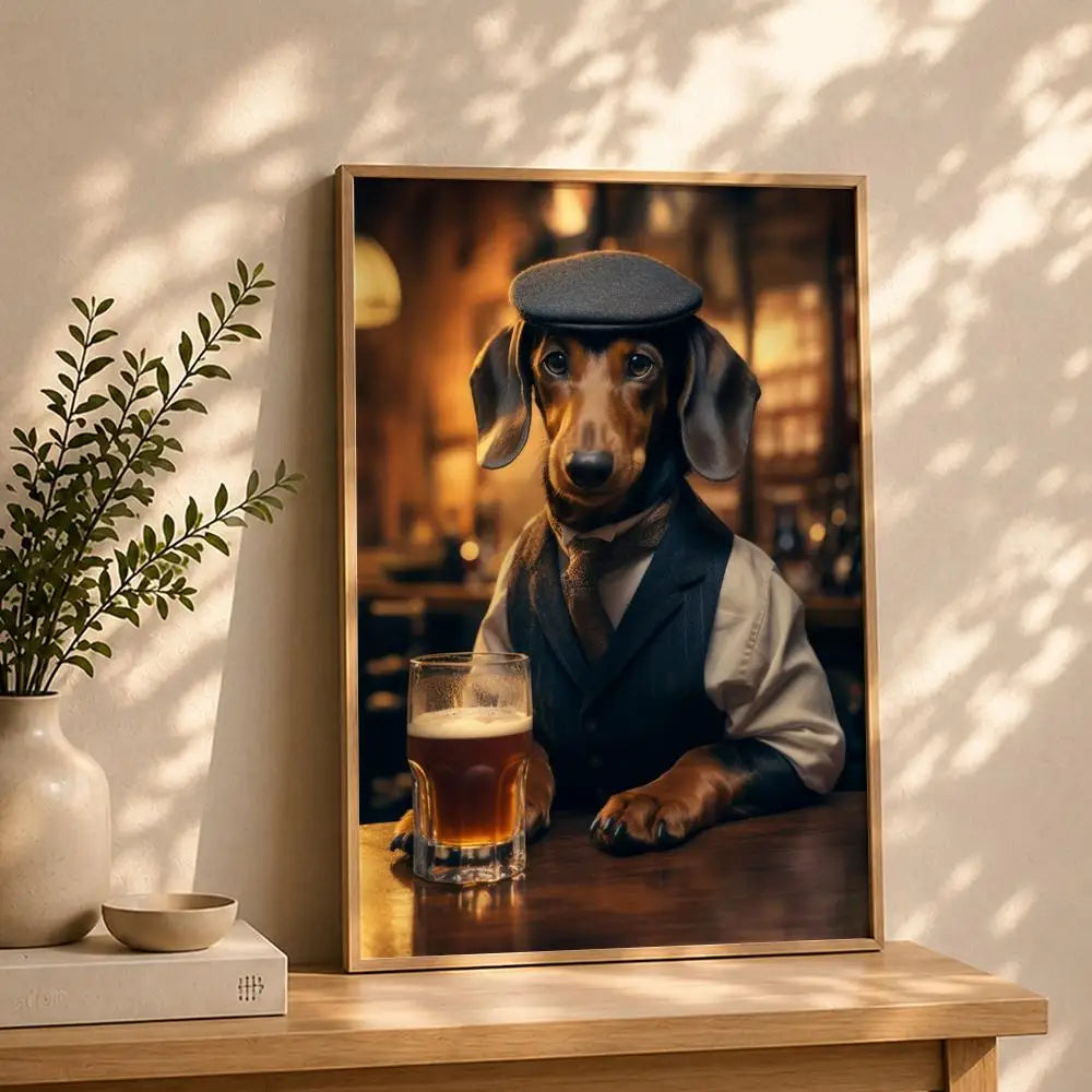 Art D-Dogs Cats at the PubS Poster HD Self Adhesive Waterproof Wall Art Ideal for Home Office Dorm Bedroom Great Gift Peaceful Pleasures Health and Wellness White10 15X20cmNoframe