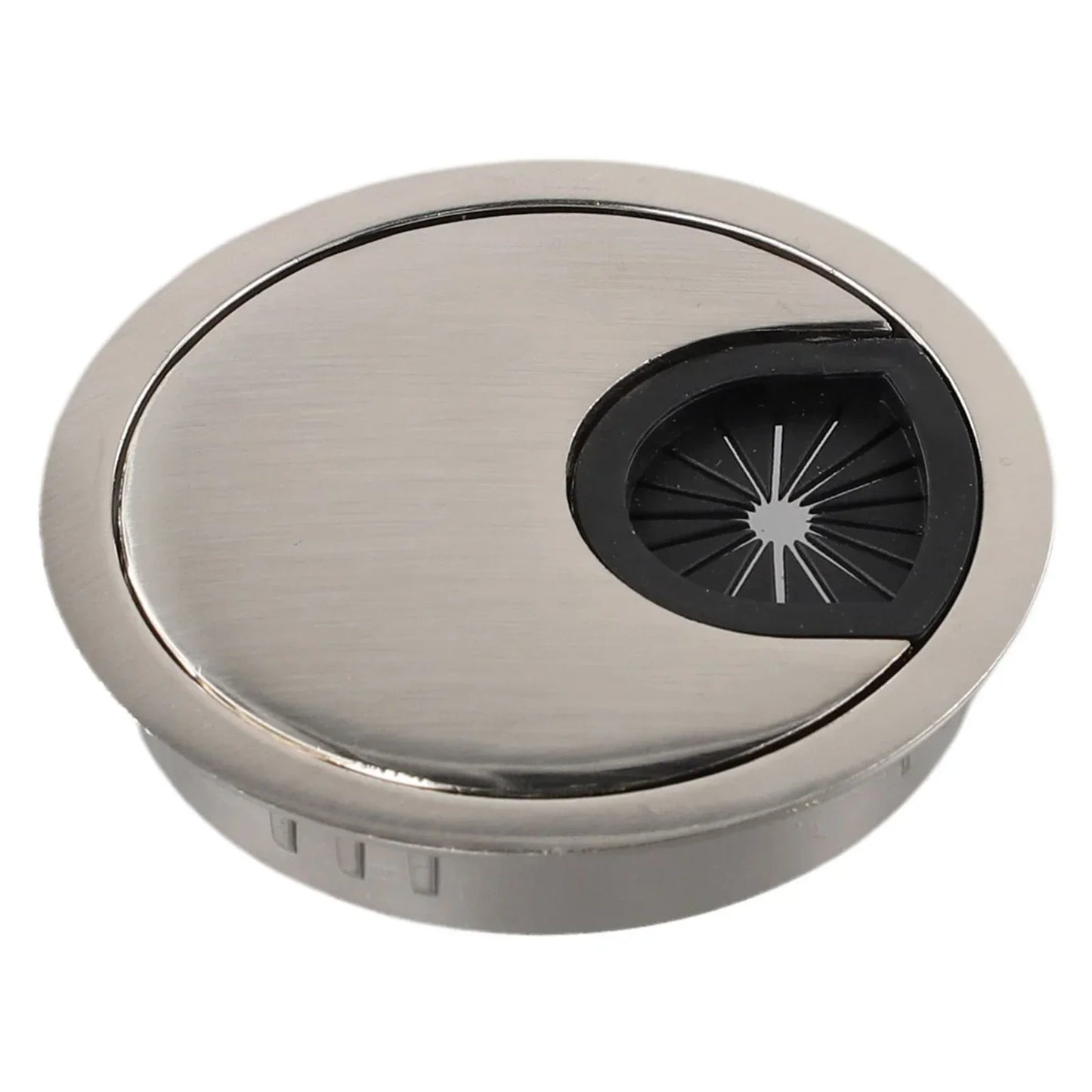 Chrome Zinc Alloy Desk Cable Hole Cover | Detachable Design