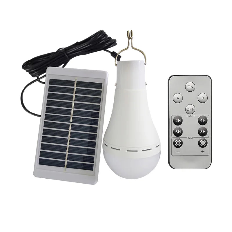 HOMEFISH LED Solar Bulb Light Waterproof Outdoor Charged Hanging Emergency Sunlight Powered Lamp Portable Powerful Indoor House Peaceful Pleasures Health and Wellness 7W-with control 6-10W