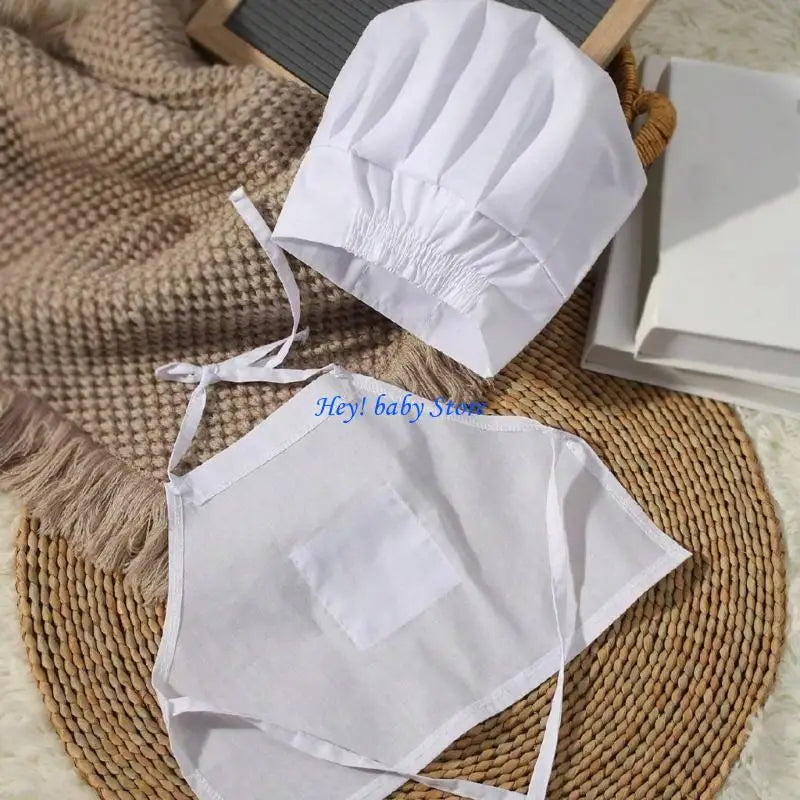 Newborn Baby Chef Hat & Apron Photography Prop Set | 0–9 Months