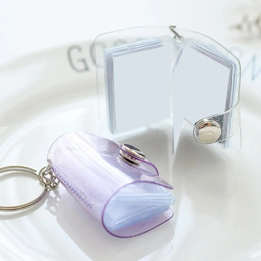 Mini Keychain Photo Album | Sequin PVC 2-Inch Card Holder Keychain Photo Album Peaceful Pleasures Health and Wellness