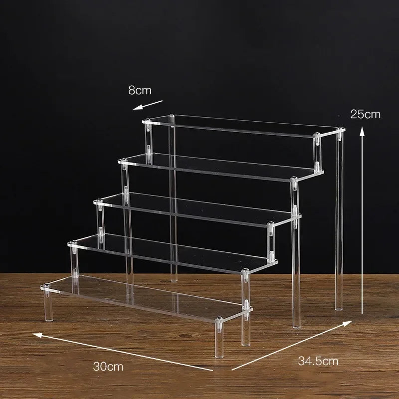 Black Acrylic Display Stand 1–5 Tier Riser for Figures & Decor