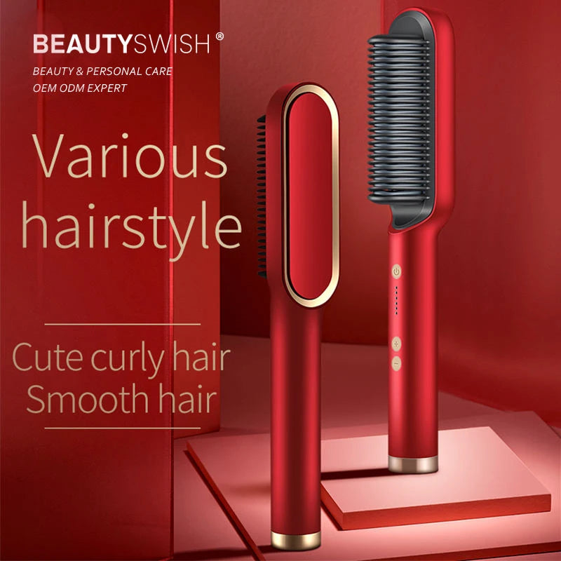 Hair Straightener Hot Comb Curling Iron Multi-speed Electric Straightening Comb Curling Iron Hair Brush 2023 Hot Sale Peaceful Pleasures Health and Wellness