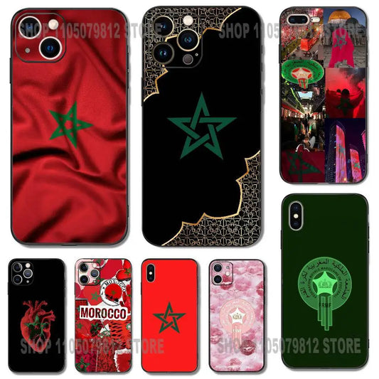 Morocco Flag Phone Case For iPhone 17 16,15,14,13,12,11,Pro,XS,Max,XR,Plus,Mini Soft Silicone Black Shockproof Peaceful Pleasures Health and Wellness