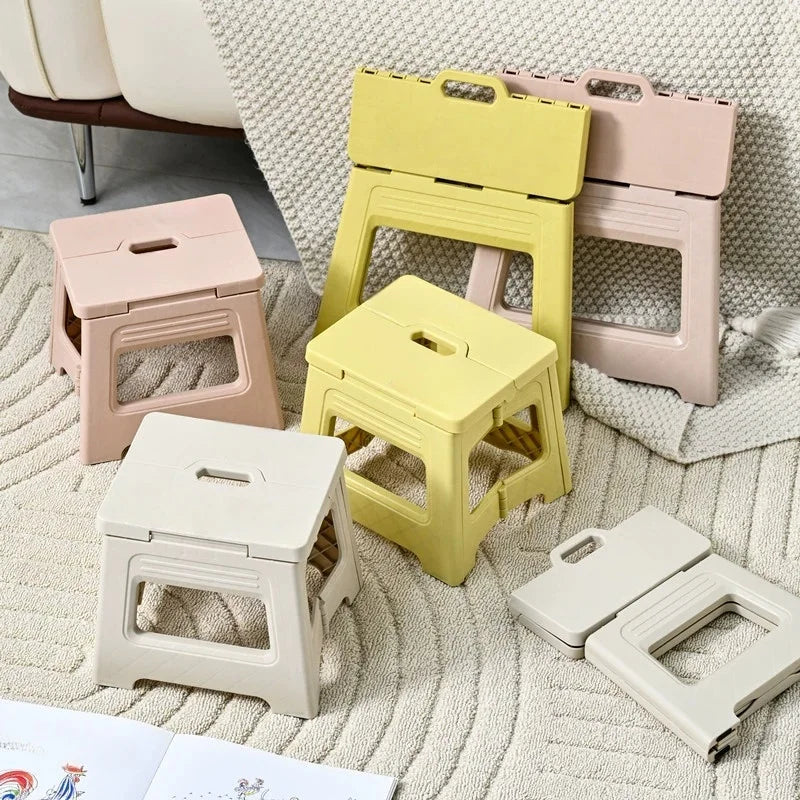 Folding Step Stool – Lightweight Non-Slip Plastic Foldable Stool