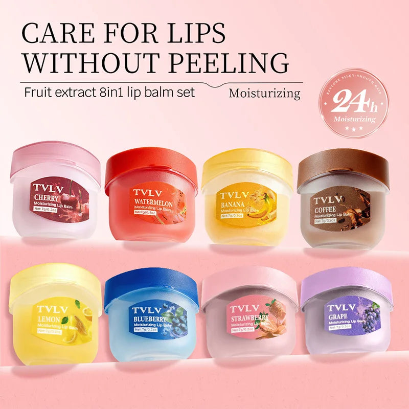 8-Piece Fruit Lip Balm Set | Moisturizing Anti-Cracking Lip Care