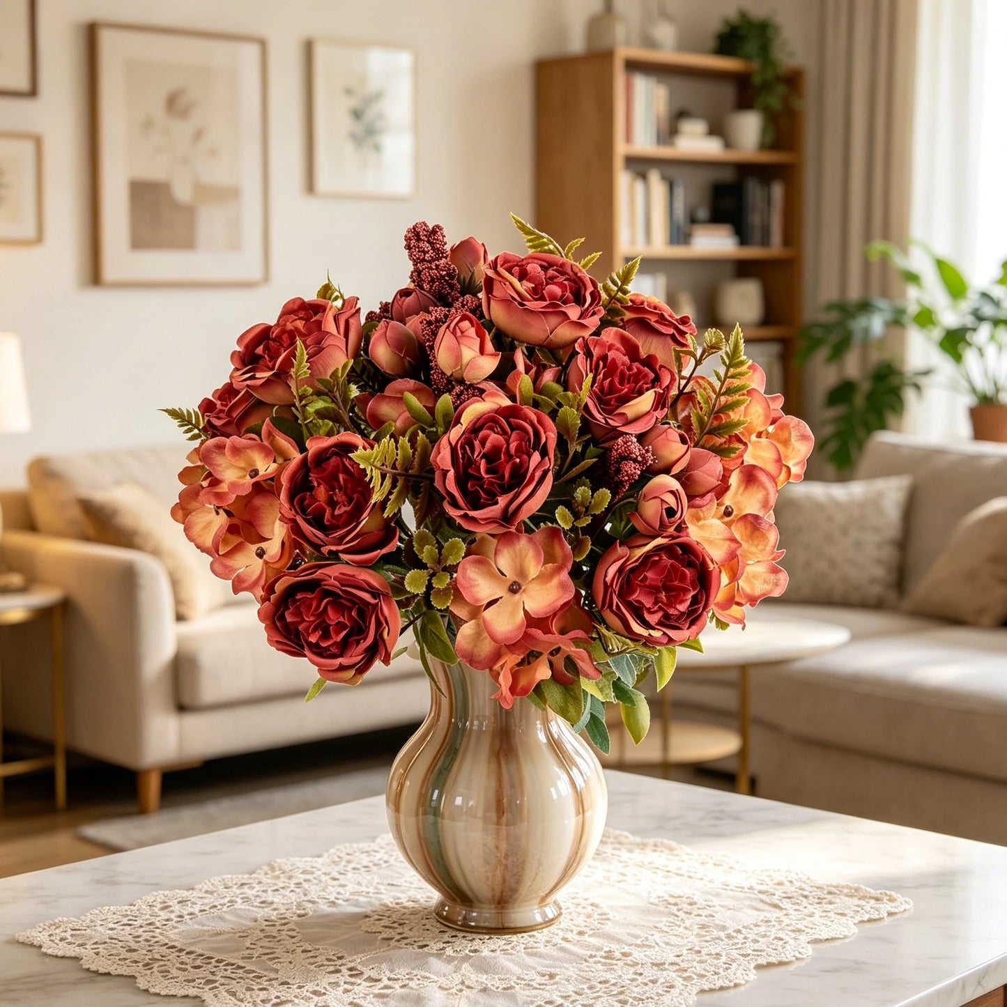 Silk Peony Hydrangea Artificial Flower Bouquet – Wedding & Home