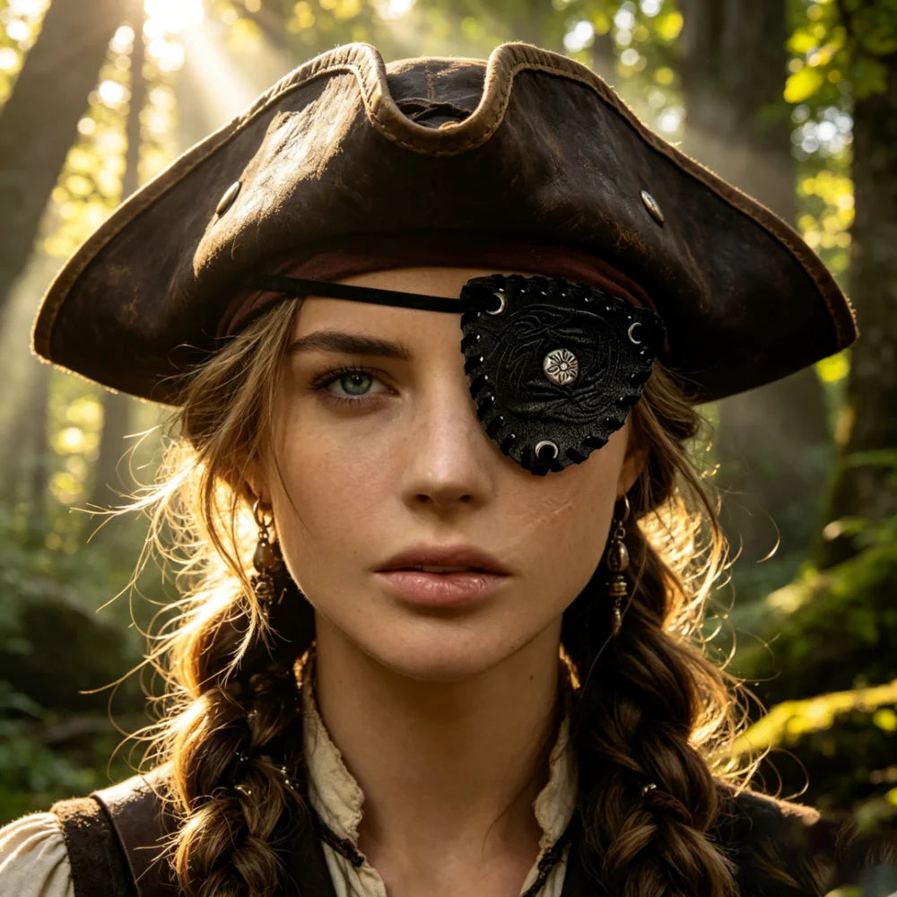 Vintage Pirate Leather Eye Patch Waist Accessory Retro Rivet Eyepatch