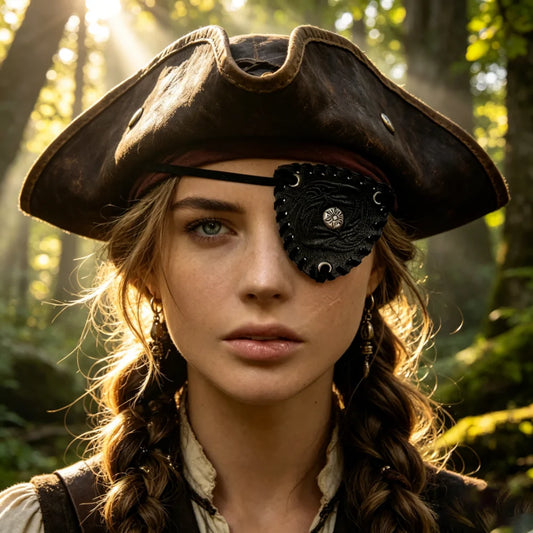 Vintage Pirate Leather Eye Patch Waist Accessory Retro Rivet Eyepatch Peaceful Pleasures Health and Wellness