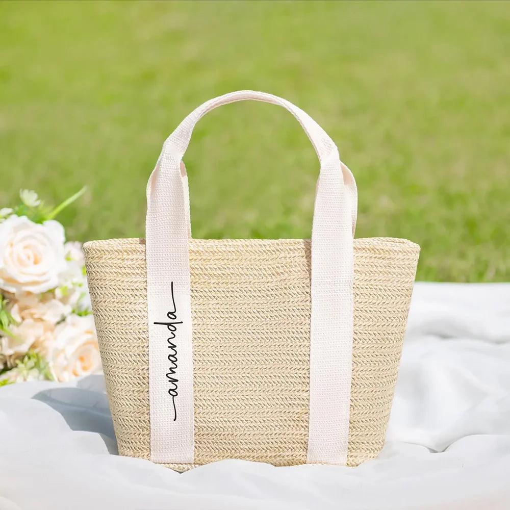 Custom Burlap Tote Bag | Bridesmaid & Bachelorette Beach Gift