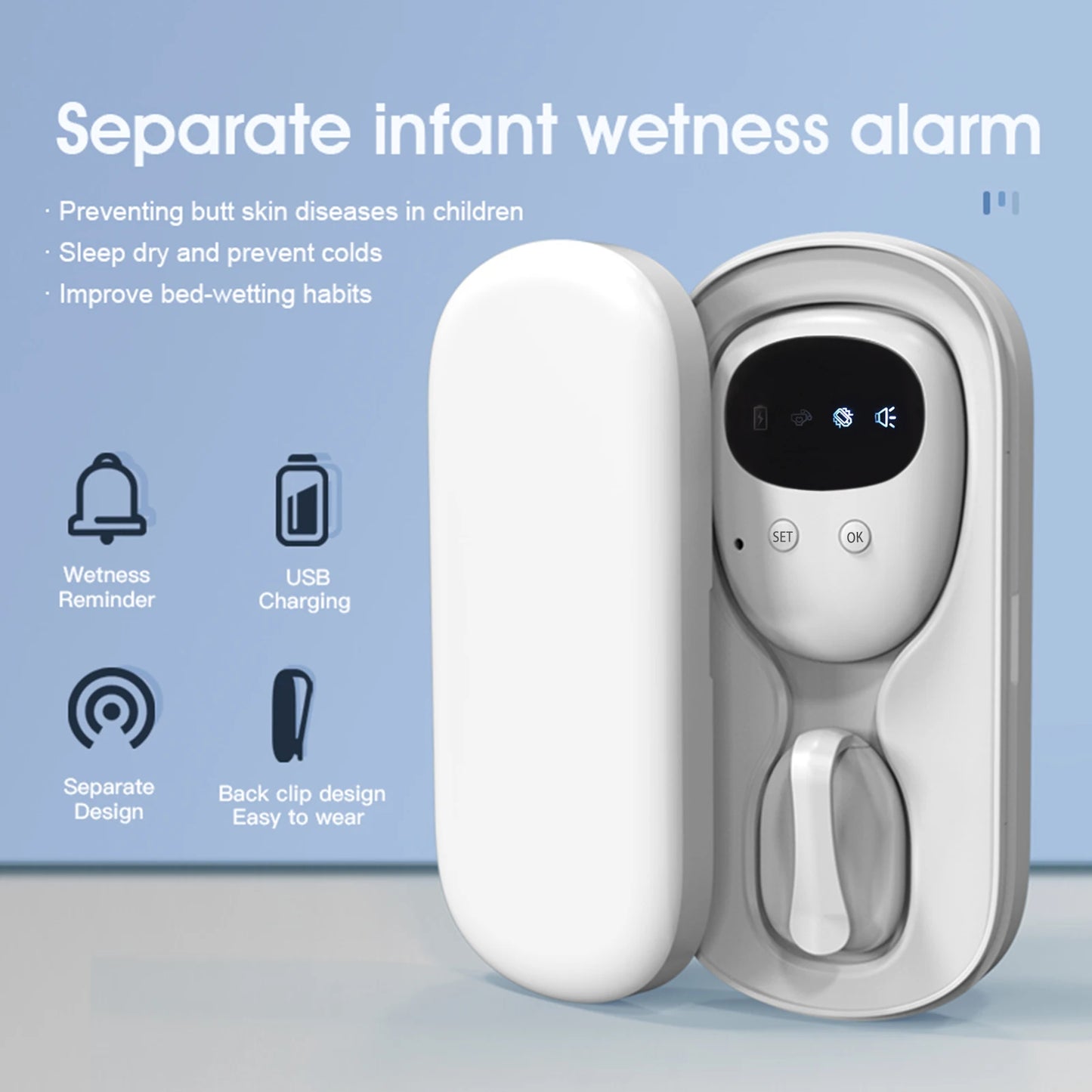 Wireless Bedwetting Alarm for Kids | 3-Mode Enuresis Alert